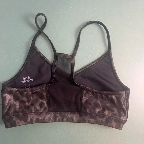 GOOD AMERICAN Gilded Leopard sports bra mesh back panel size small/1 - Picture 3 of 8